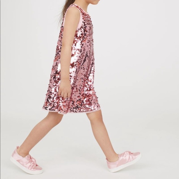 h&m pink sequin dress